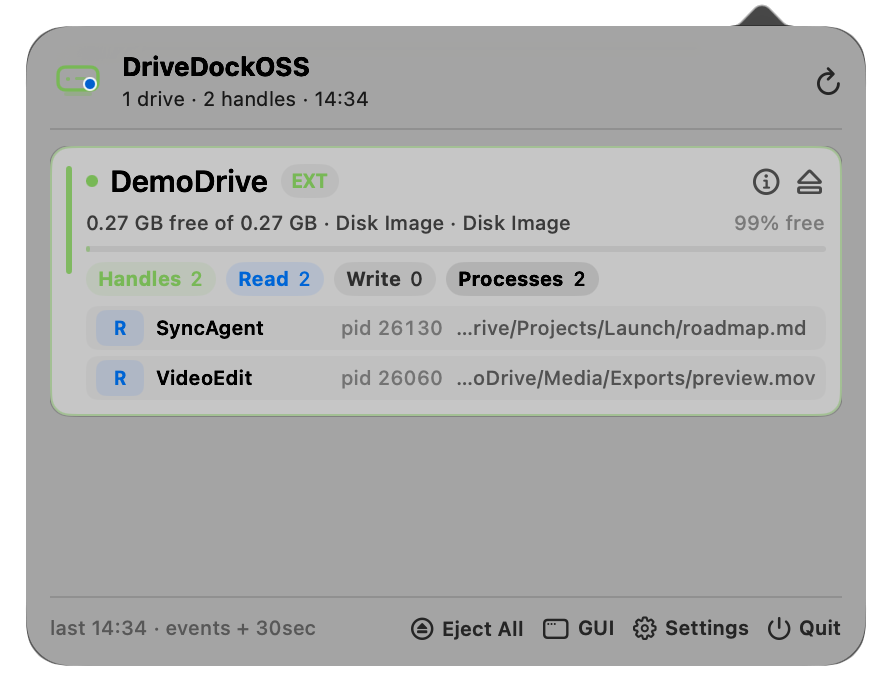DriveDockOSS: 弹出磁盘之前，先看清楚是谁还在用它